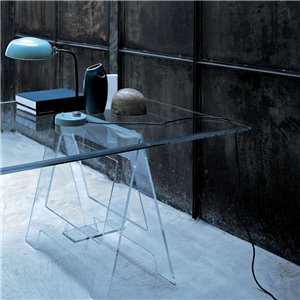 Mesa rectangular Don Cavalletto  de Glas Italia. Mesas cristal.