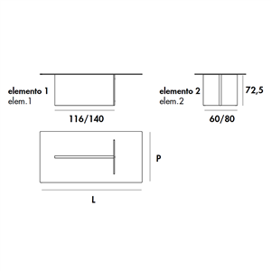 Mesa Regolo rectangular cristal de Sovet Italia. Mesas con sobre de cristal.  