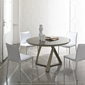 Mesa Millennium redonda extensible de Bontempi. Muebles modernos italianos.