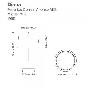 Lámpara sobremesa Diana 1995 de Santa & Cole. Lámparas de diseño moderno.
