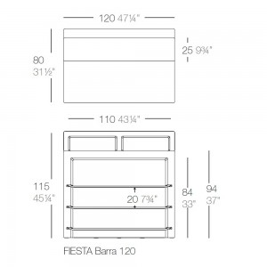 Medidas para barra de Vondom modelo Fiesta 120 