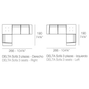 Sofá Esquinero Delta 2+1 plazas con Tapizado Náutico para Exterior