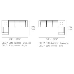 Sofá Esquinero Delta 3+1 plazas Lado Derecho o Izquierdo | Vondom