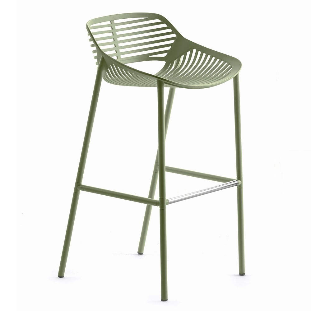 Taburete oferta Niwa hecho de Aluminio Lacado color verde salvia