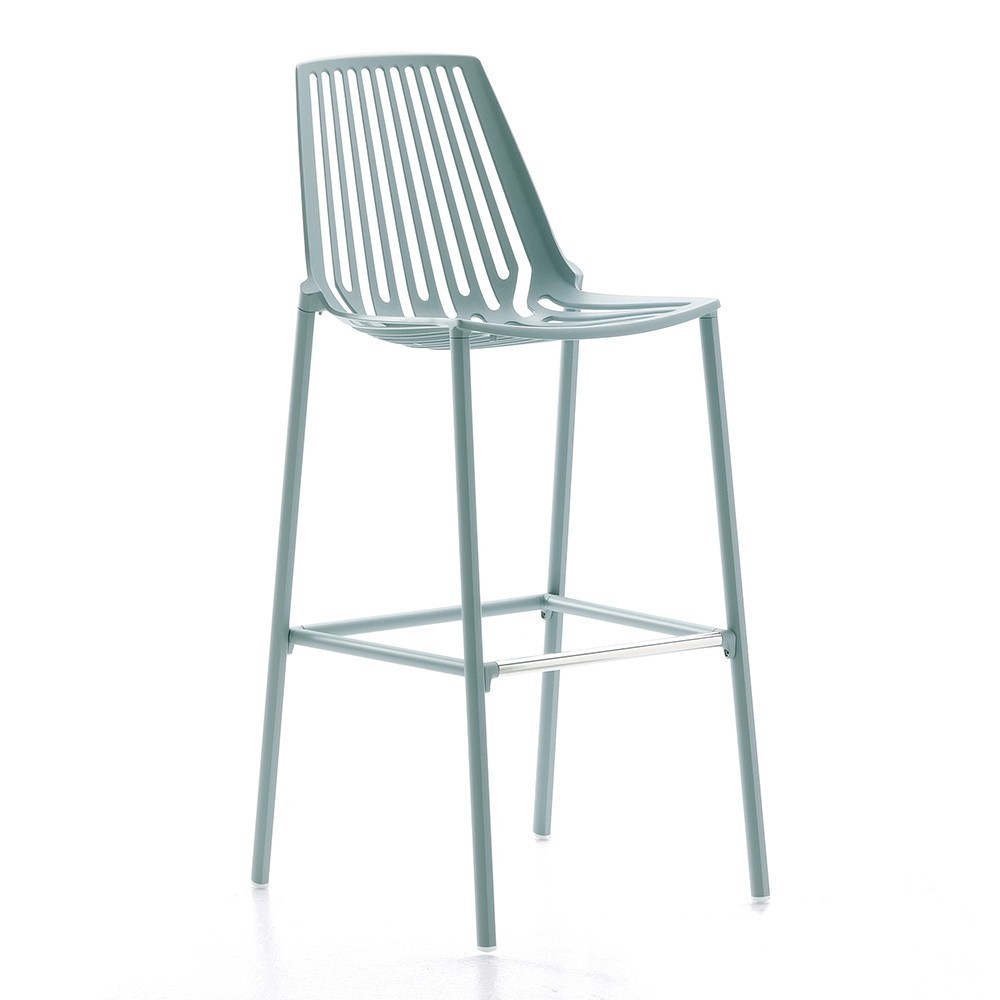 Taburete oferta Rion de Aluminio Lacado con Patas de Acero Inoxidable color verde salvia | Fast