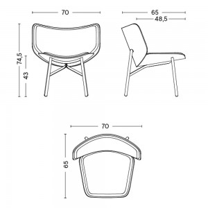 Butaca Dapper para salón de madera con patas de acero de HAY.