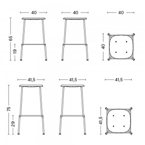 Taburete Soft Edge 85 de polipropileno de Hay para cafés y restaurantes.