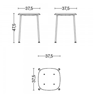 Taburete Soft Edge 70 con asiento de madera y patas de acero de Hay para cafés y restaurantes.
