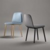 Silla Bisell tapizada de Treku. Silla comedor asiento tapizado y patas de madera