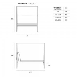 Cama con cabezal y dosel Moheli de Horm. Muebles modernos de diseño italiano.