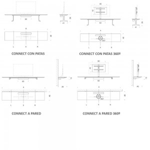 Moderna consola multimedia Connect para salón de Extendo.