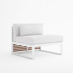 Sofá de diseño moderno modular 3 DNA Teca para jardín de Gandia Blasco.