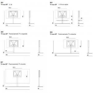Mueble TV Sail 302 giratorio con pasacables para salón diseño Desalto.