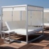 Cama moderna Daybed Elevada Reclinable con Tapicería Desenfundable