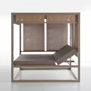 Cama moderna Daybed Elevada Reclinable con Tapicería Desenfundable