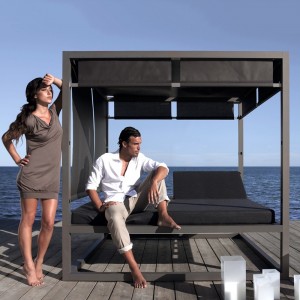 Cama moderna Daybed Elevada Reclinable con Tapicería Desenfundable