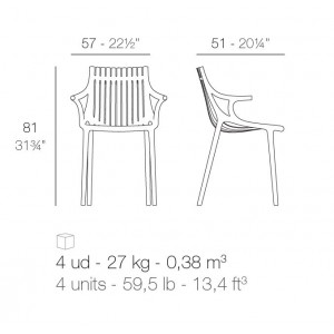 Sillón con brazos Ibiza Apilable de Vondom para exterior Diseñada por Eugeni Quitllet | Lluesma