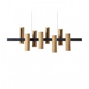 Lámpara suspensión Black note keys de Luzifer. Lámpara colgante de 8 luces