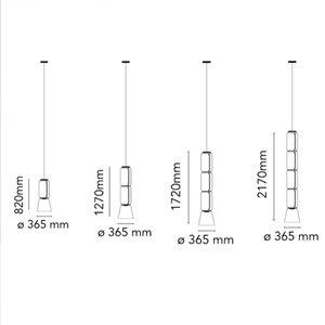 Lámpara suspensión cristal Noctambule Low Cylinders and Cone de Flos