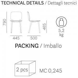 Silla Babila 2750 de Pedrali. Sillas de diseño. Sillas para comedor o contract.