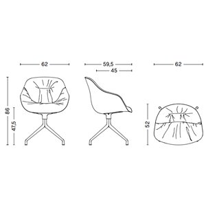 Silla AAC 121 tapizado Soft de Hay. Silla giratoria tapizada.