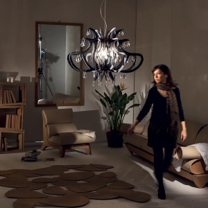 Lámpara colgante diseño moderno y lujuso Medusa de Slamp con  56 cristales Swarovski