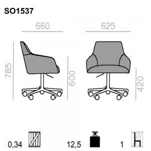 Sillón con altura regulable Alya SO-1537 de Andreu World para contract.