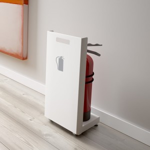 Soporte discreto extintores Faya de Systemtronic. Complementos para oficina.