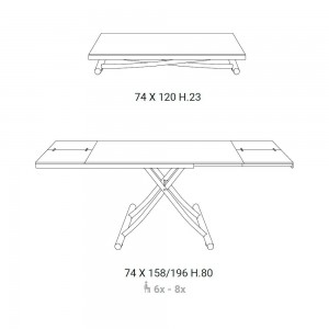 Mesa transformable Planet de Ozzio design. Sillas y mesas transformables.
