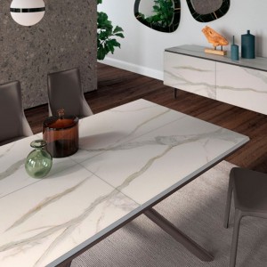 Mesa Random de Ozzio design. Mesas extensible con sobre de madera.