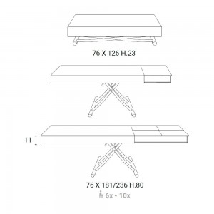 Mesa transformable Newood de Ozzio design. Sillas y mesas transformables.