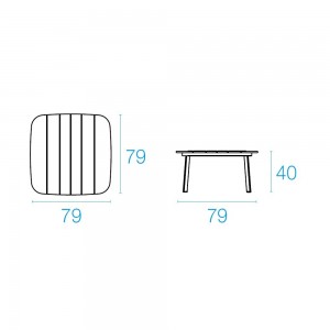 Mesa baja Shine para espacios exteriores de Emu.