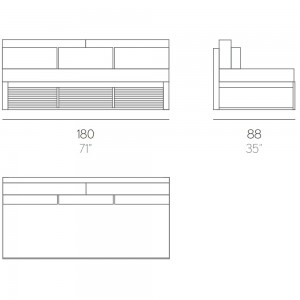 Sofá modular 4 DNA Teca para exterior de Gandia Blasco. Sofá para jardín.