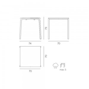 Mesa Tube cuadrada Mobles 114. Mesa moderna ideal para salón o jardín.