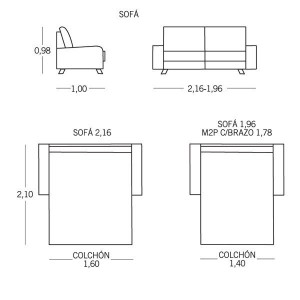 Sofá cama 2 Plazas París de ES Interiorismo. Puf cama y Sofas cama.