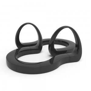 Banco And espiral modular de Vondom, con forma de l.