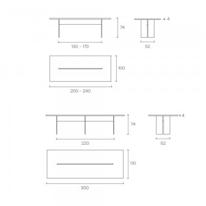 Mesa LLT Wood de Fiam. Mesas de cristal para comedores y salones modernos.