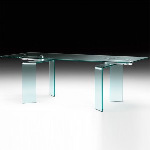 Mesa extensible Ray Plus de Fiam. Muebles de cristal. Mesas de diseño.
