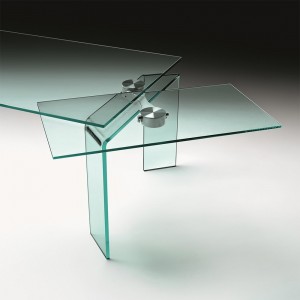 Mesa extensible Ray Plus de Fiam. Muebles de cristal. Mesas de diseño.