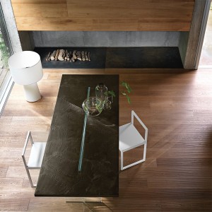 Mesa LLT Wood de Fiam. Mesas de cristal para comedores y salones modernos.