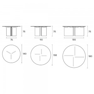 Mesa redonda Big Wave de Fiam. Mesas para comedor y salón. Mesas de vidrio.