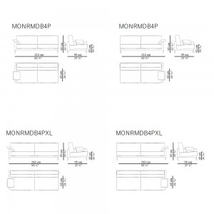 Sofá pies metálicos Monroe de Carmenes.