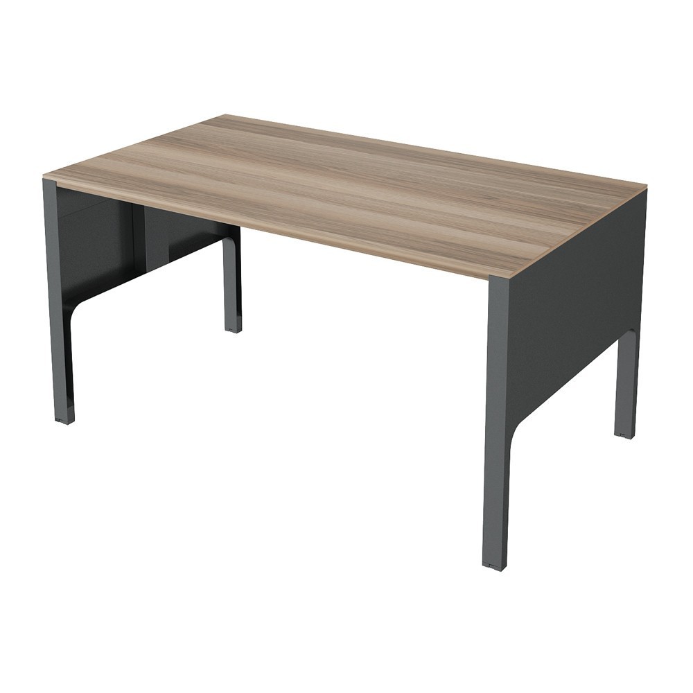 Mesa de oficina rectangular moderna con acabados en metal y madera de ofifran