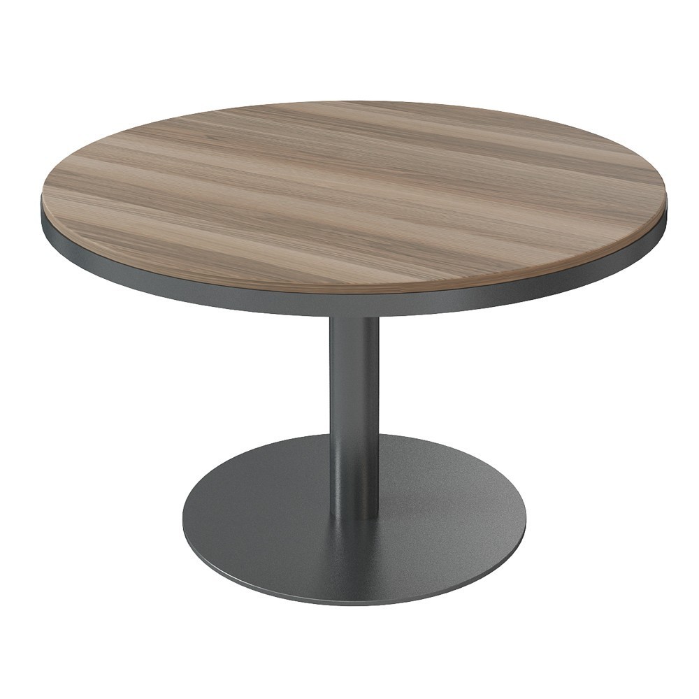 Mesa de juntas redonda moderna de melanina con base de metal de ofifran