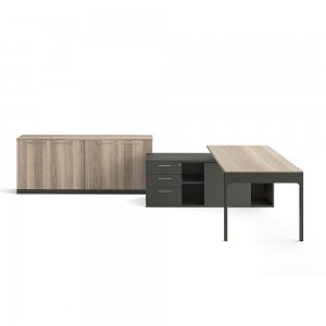 Mesa de oficina ejecutiva moderna con 3 cajones en melamina y metal de ofifran