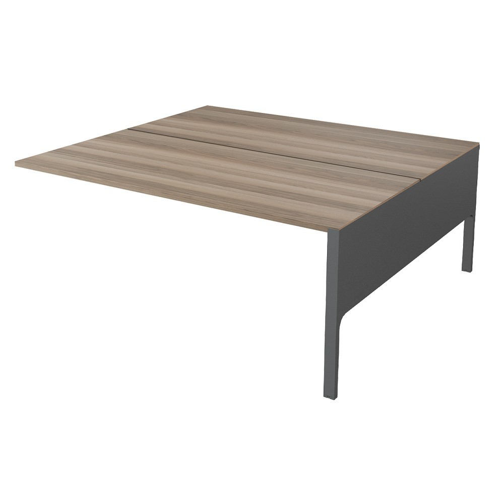 Esta extension de mesa de oficina auxiliar Bench moderna con acabados en metal y melamina de ofifran