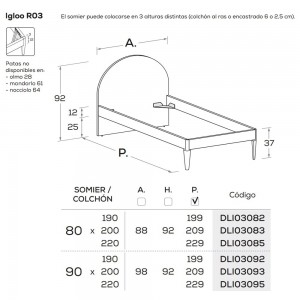 Cama moderna Igloo con diseño italiano, acabados elegantes y sofisticados de Nidi.