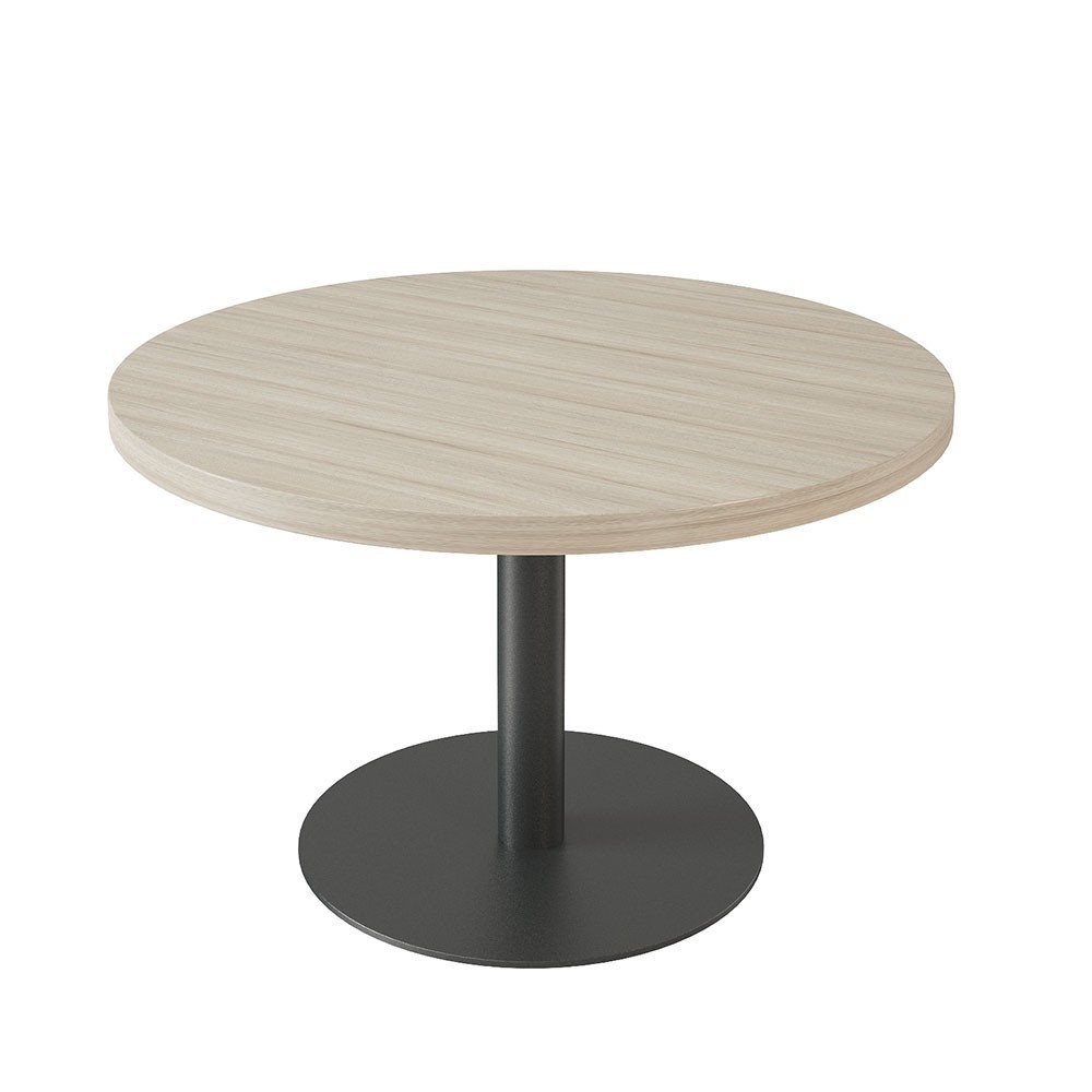 Mesa moderna de juntas redonda diseñada en melanina con base de metal de ofifran