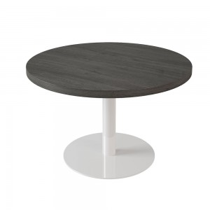Mesa moderna de juntas redonda diseñada en melanina con base de metal de ofifran