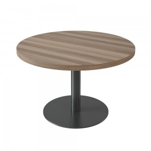 Mesa moderna de juntas redonda diseñada en melanina con base de metal de ofifran